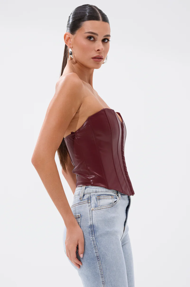 BACK IT UP CORSET TOP IN BURGUNDY - Image 3