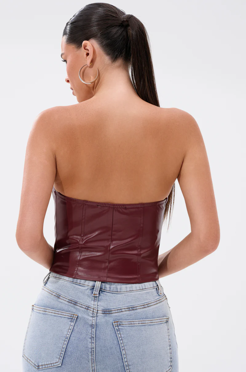 BACK IT UP CORSET TOP IN BURGUNDY - Image 4