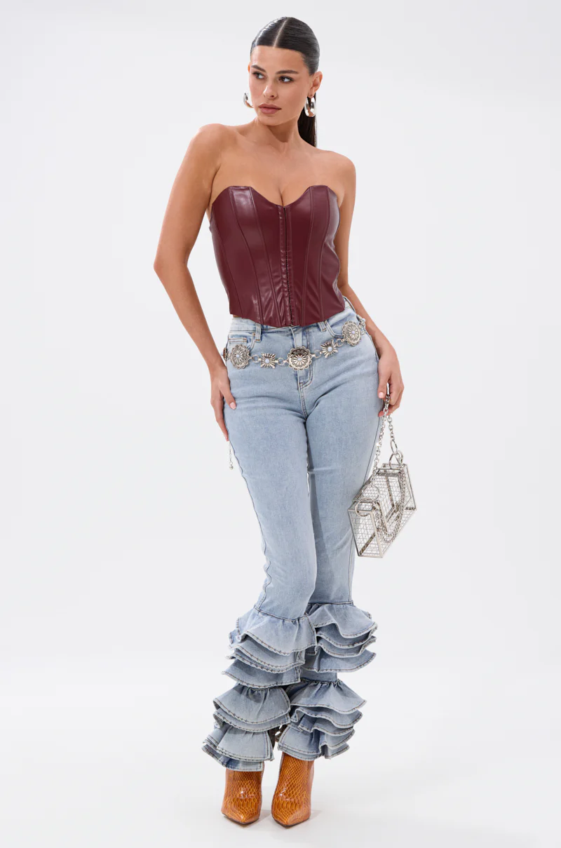 BACK IT UP CORSET TOP IN BURGUNDY - Image 6