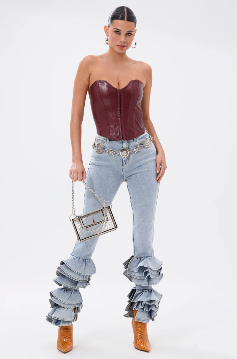 BACK IT UP CORSET TOP IN BURGUNDY - Image 7