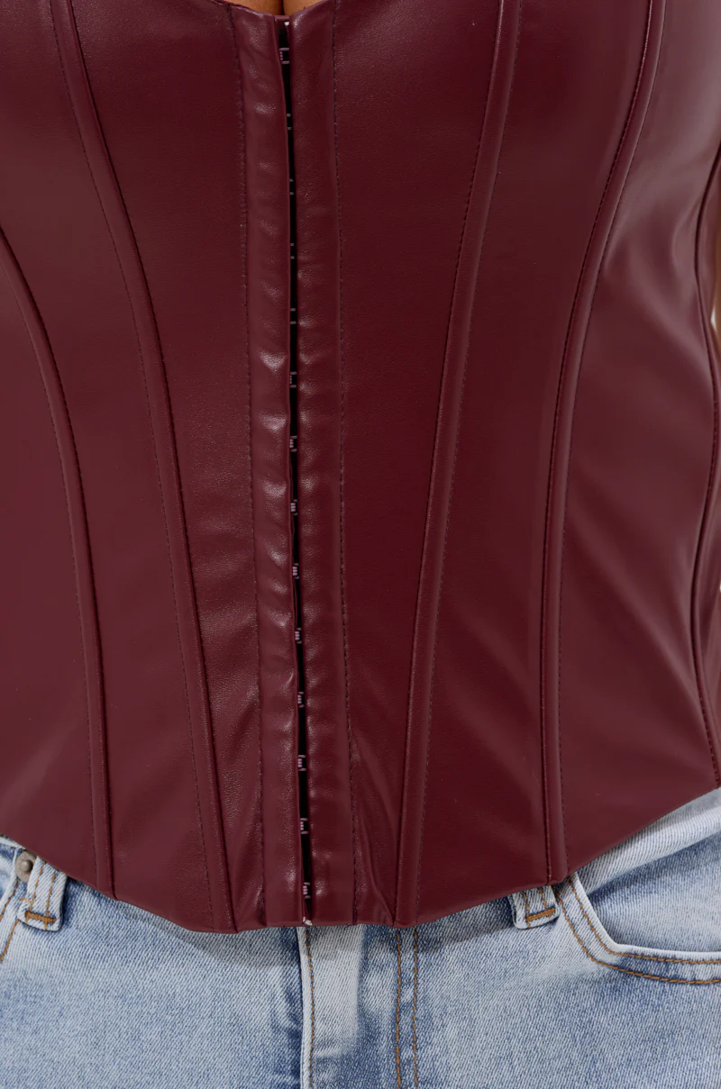 BACK IT UP CORSET TOP IN BURGUNDY - Image 8