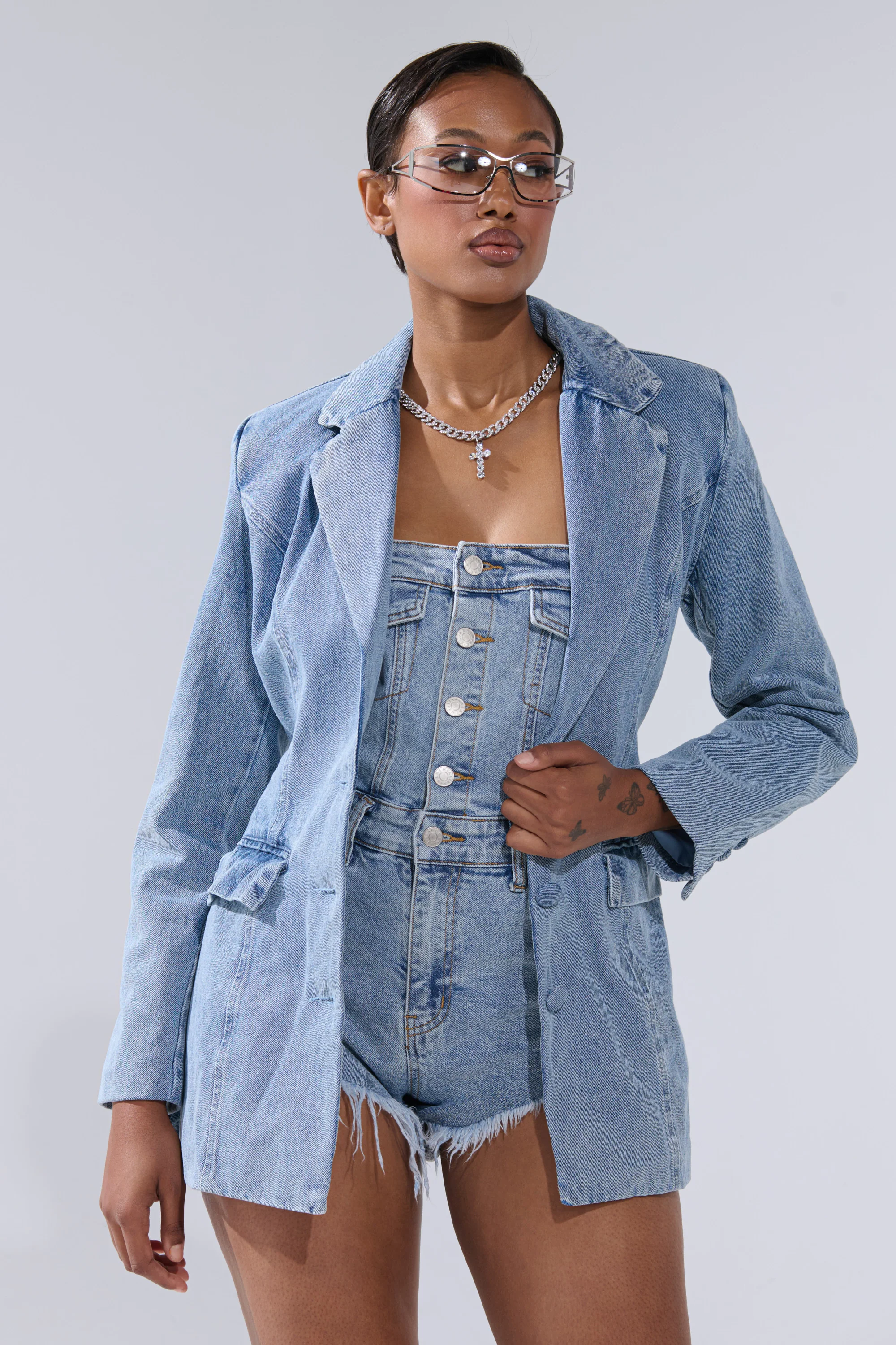 BACKLESS DENIM BLAZER - Image 3
