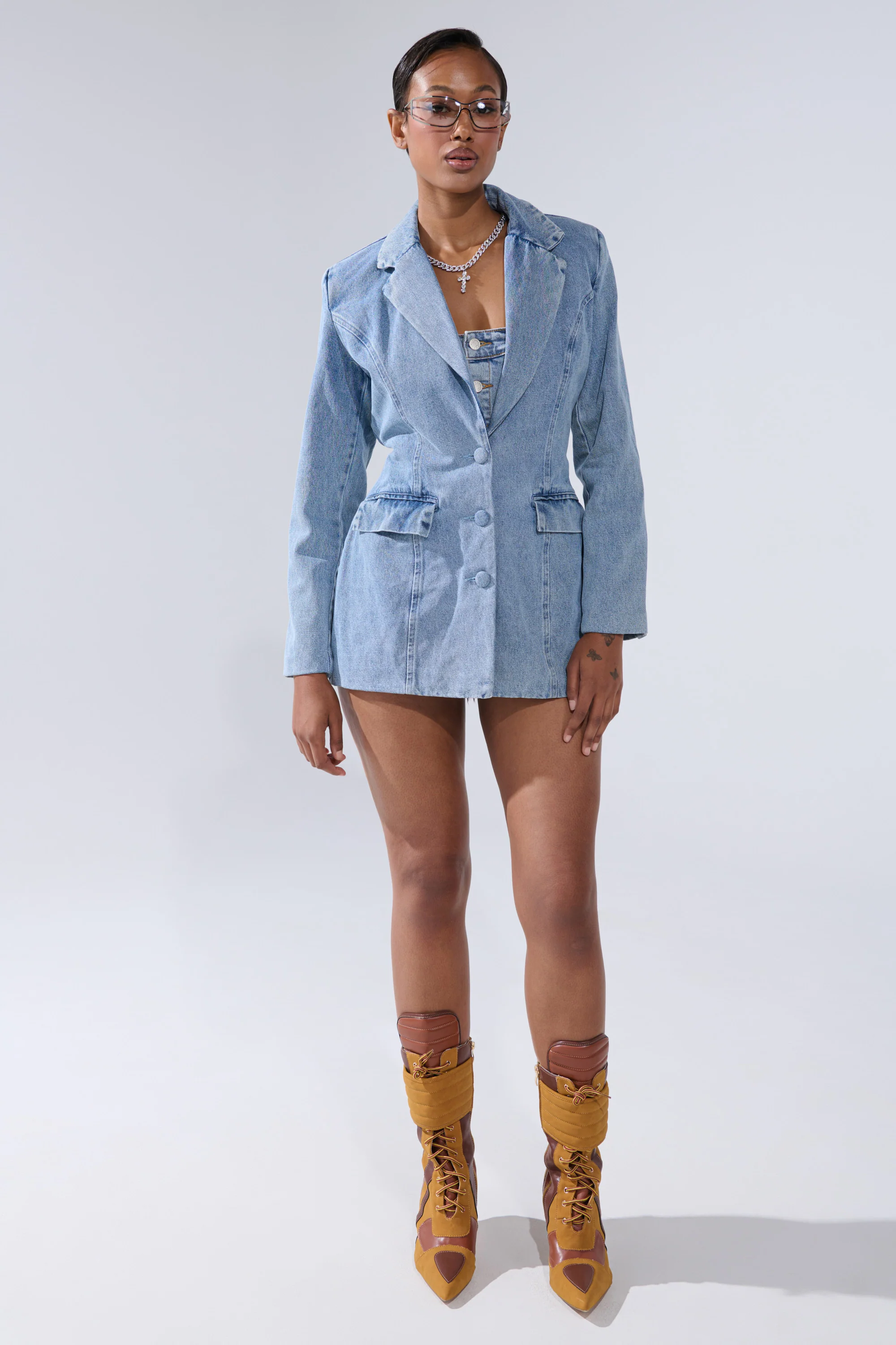 BACKLESS DENIM BLAZER - Image 5