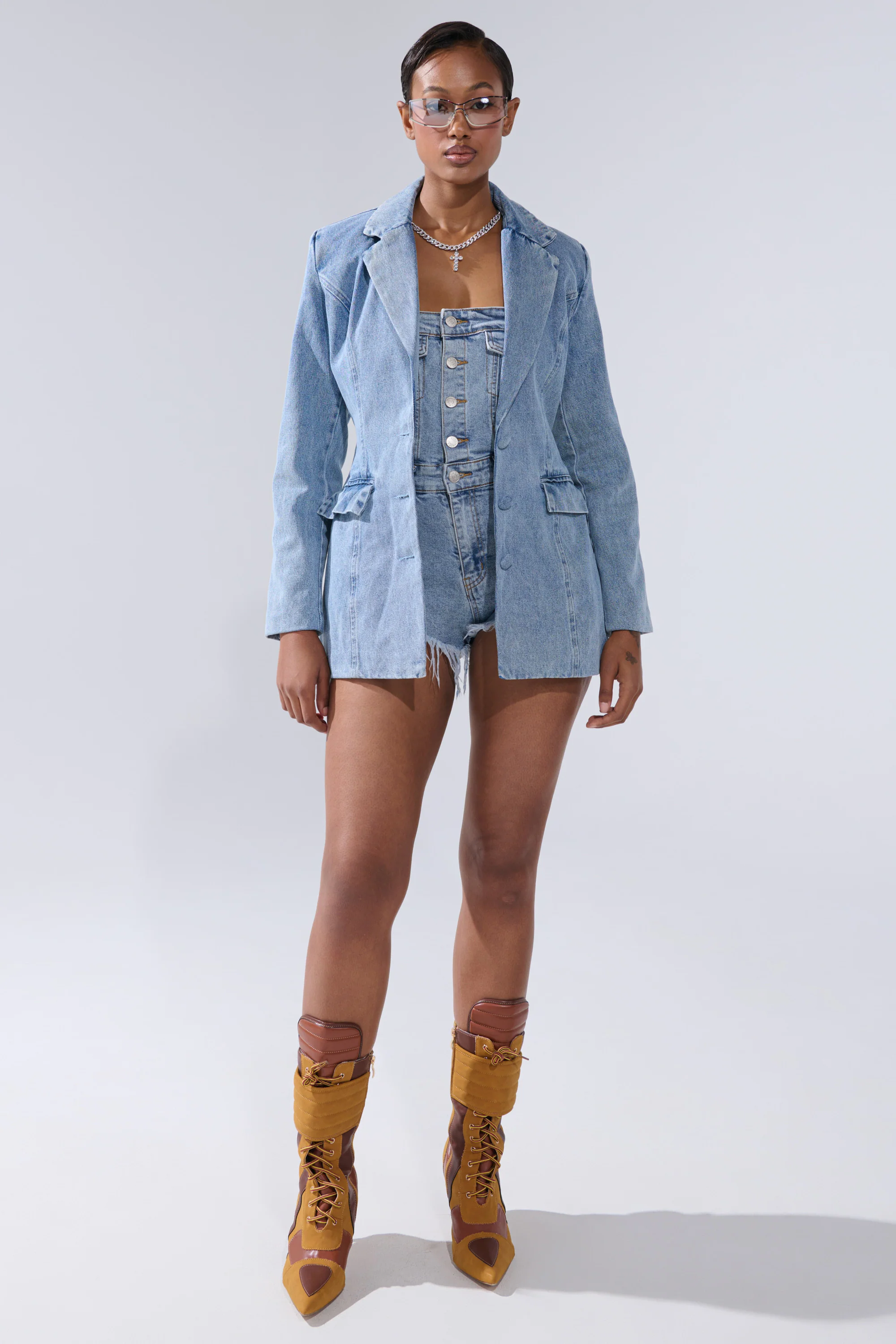 BACKLESS DENIM BLAZER - Image 7