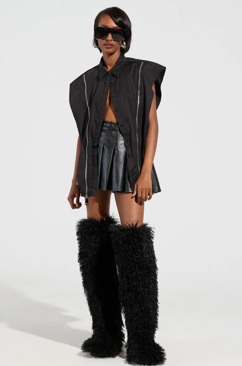 BAD GIRL ZIPPER DETAIL BUTTON DOWN SHIRT - Image 5