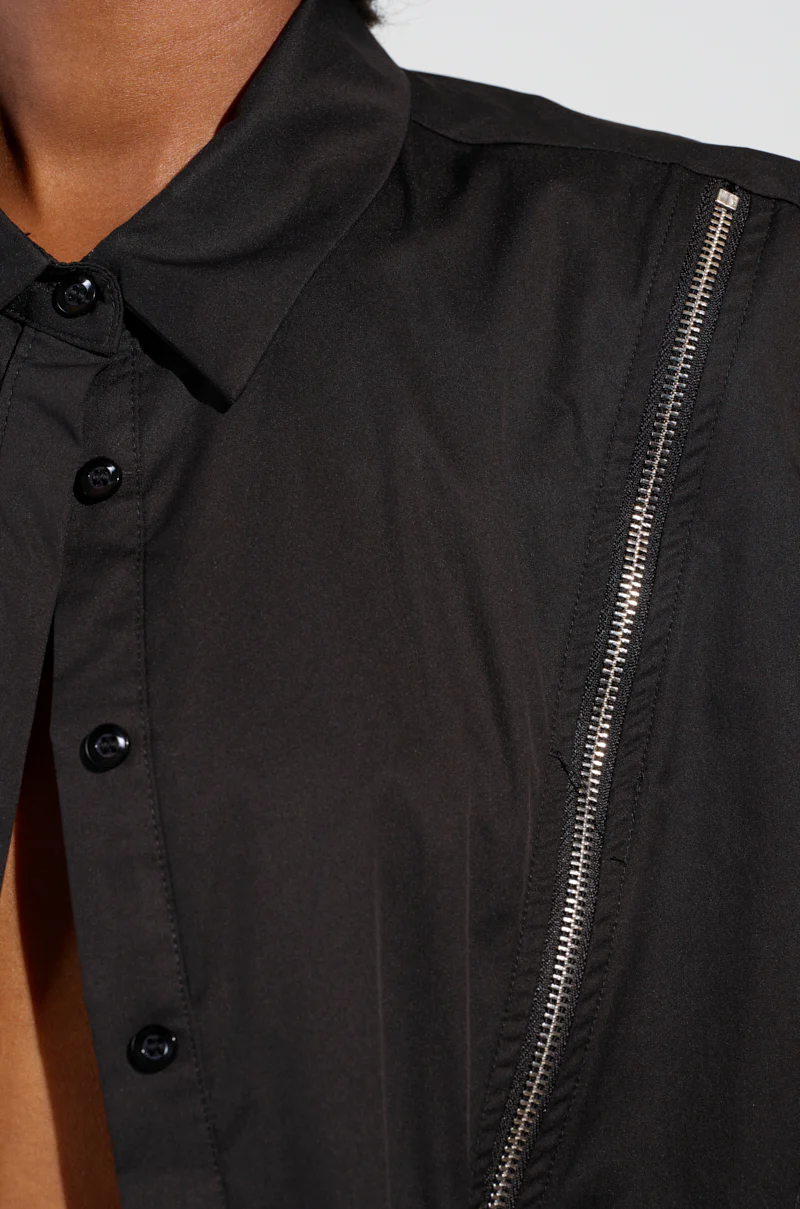 BAD GIRL ZIPPER DETAIL BUTTON DOWN SHIRT - Image 6