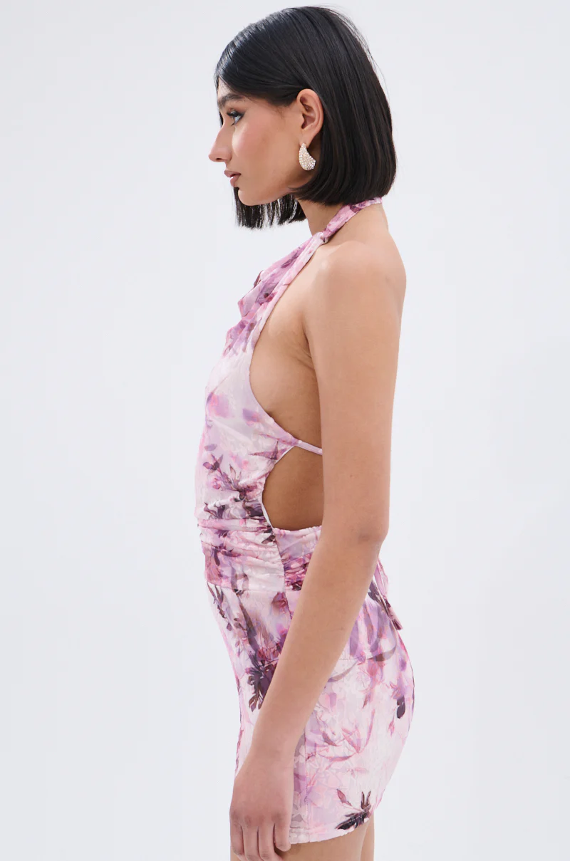 BAD HABITS VELVET PRINTED MINI DRESS - Image 3