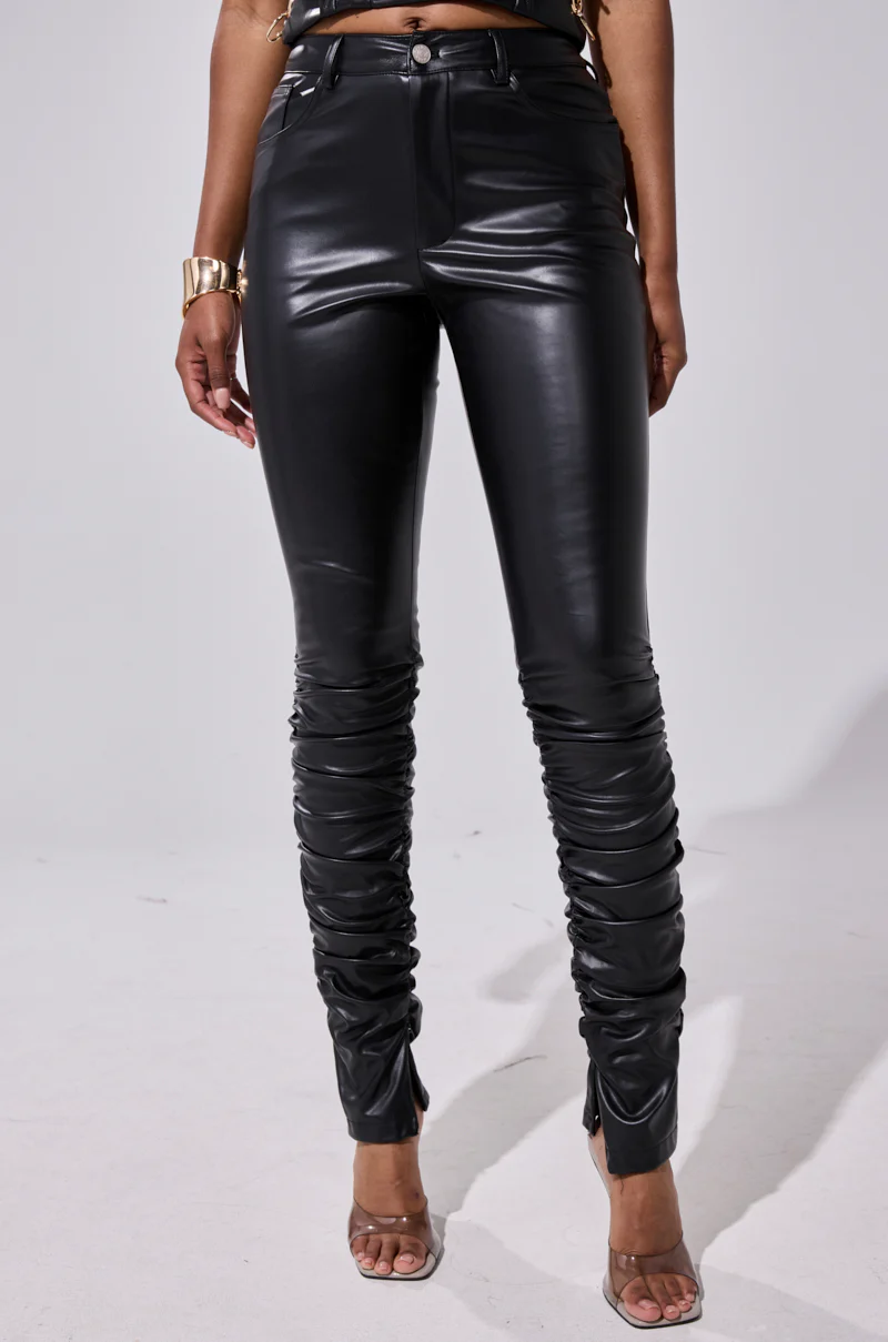 BADDIE STACKED FAUX LEATHER PANT - Image 3