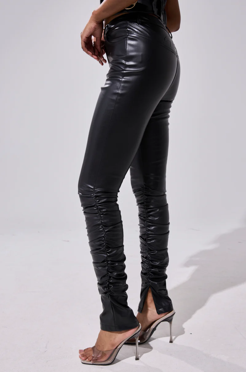 BADDIE STACKED FAUX LEATHER PANT - Image 4