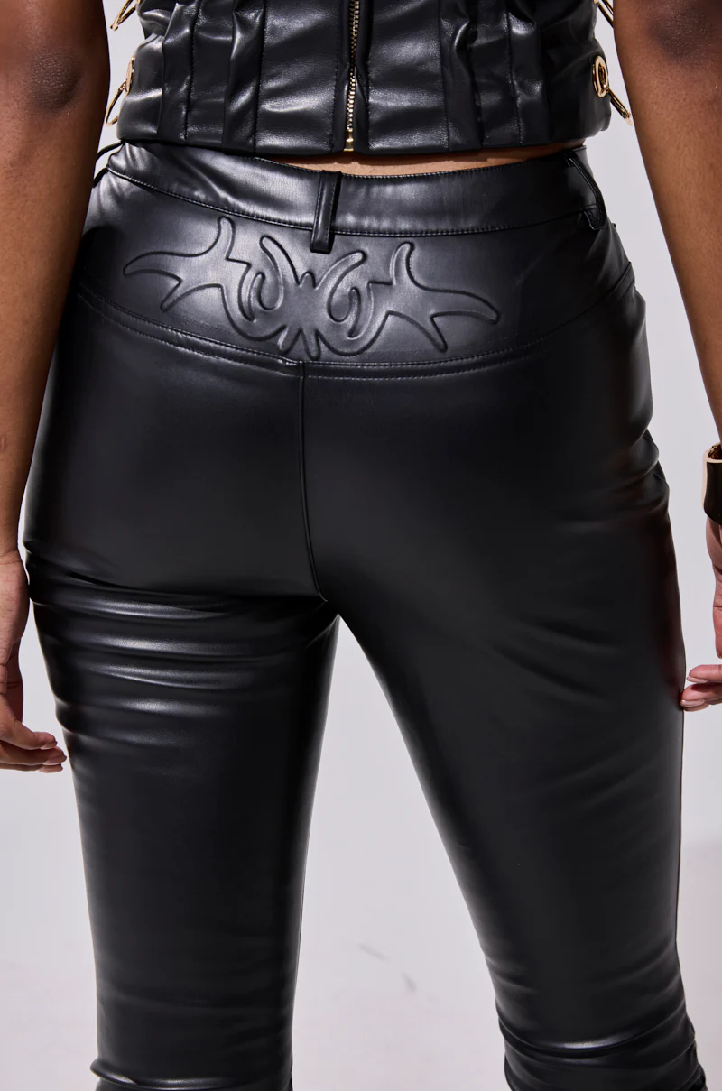 BADDIE STACKED FAUX LEATHER PANT - Image 9