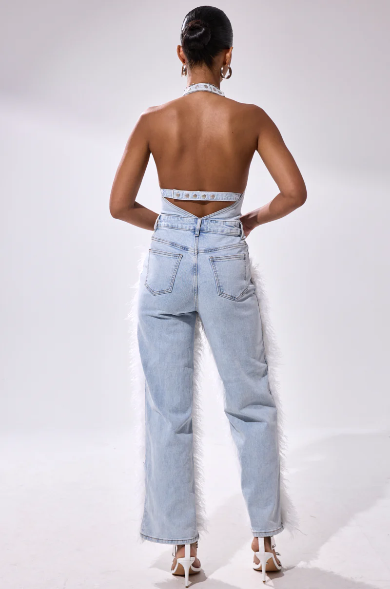 BADDIES ONLY DENIM FUR JUMPSUIT - Image 5