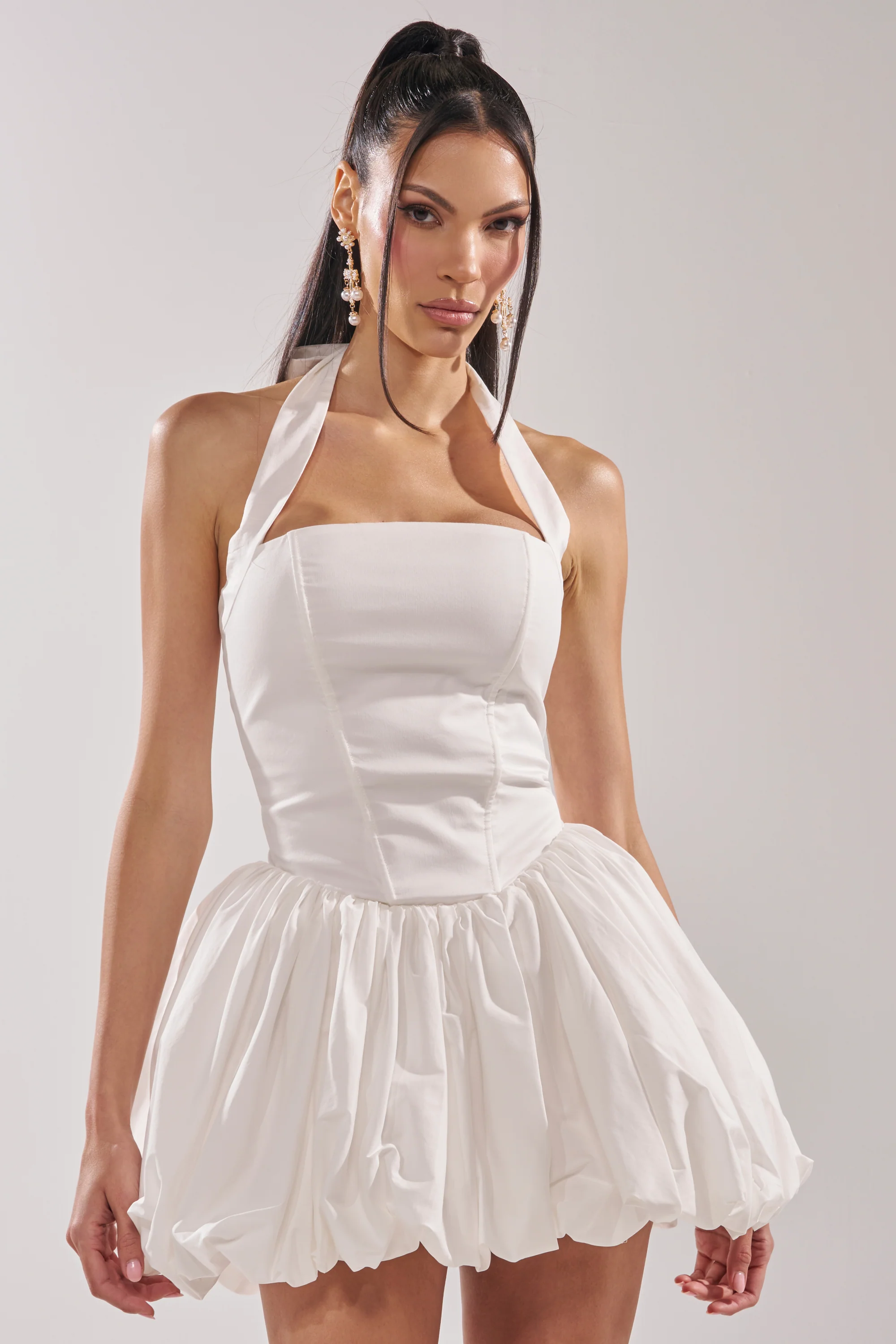 BALLERINA POPLIN MINI DRESS IN WHITE - Image 2