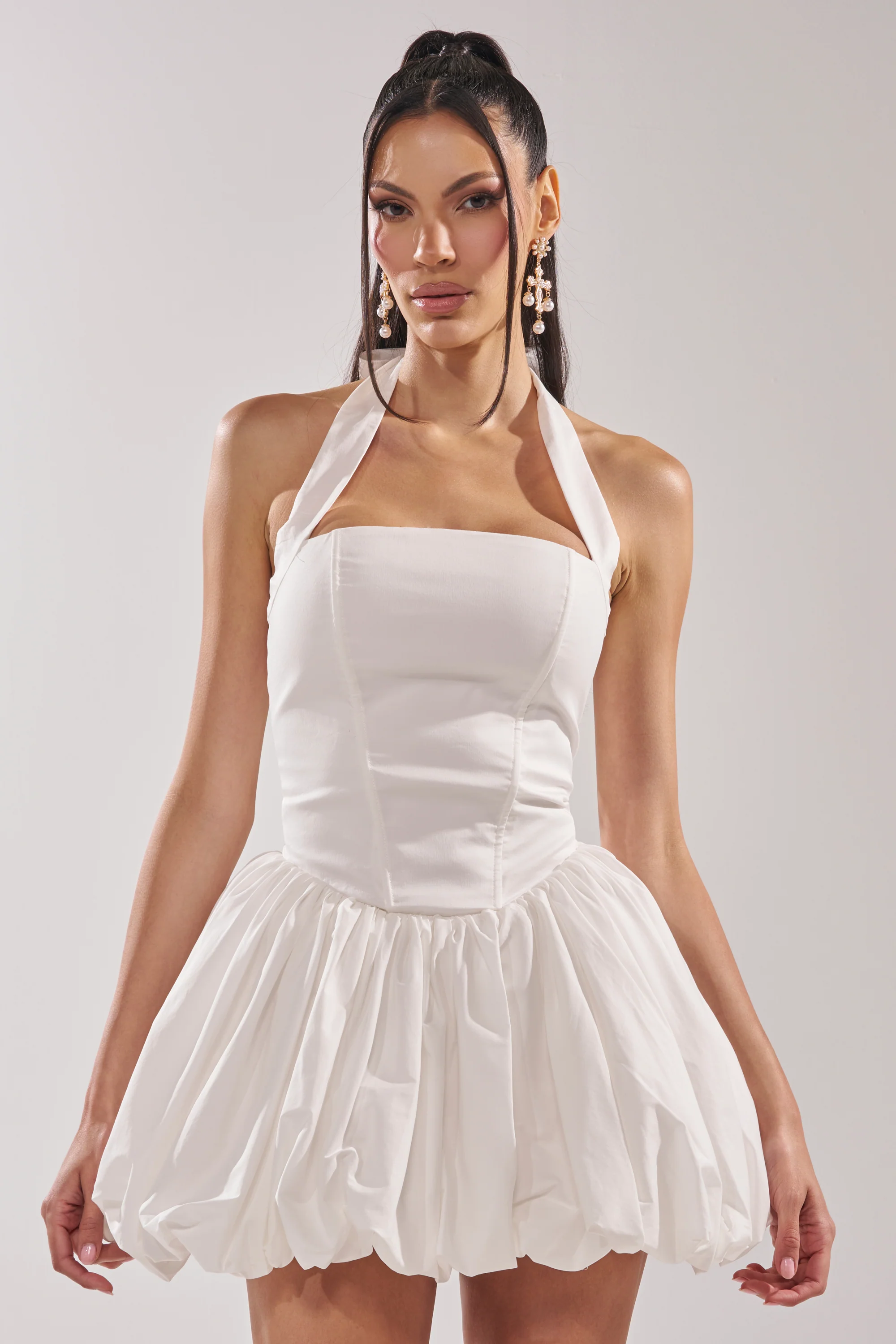 BALLERINA POPLIN MINI DRESS IN WHITE - Image 3