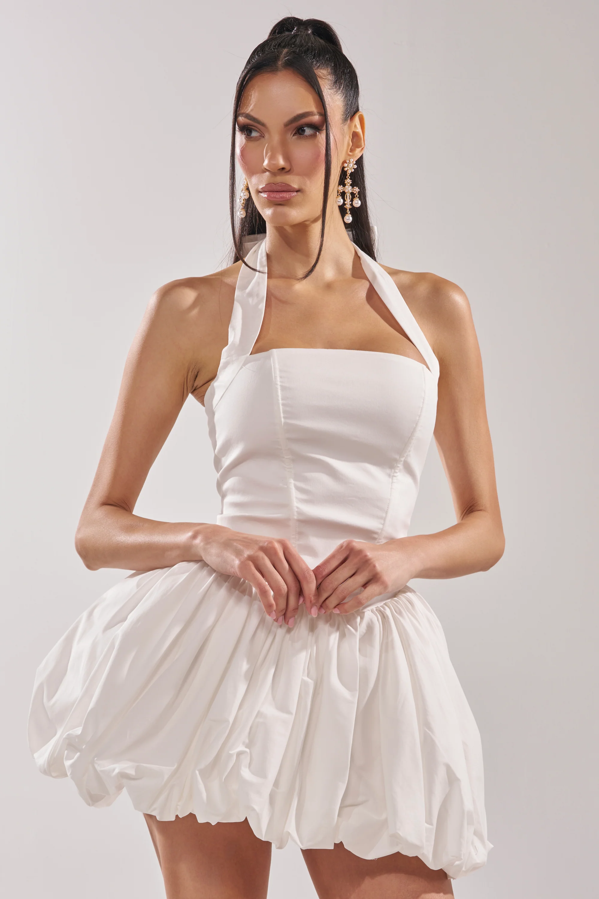 BALLERINA POPLIN MINI DRESS IN WHITE - Image 4