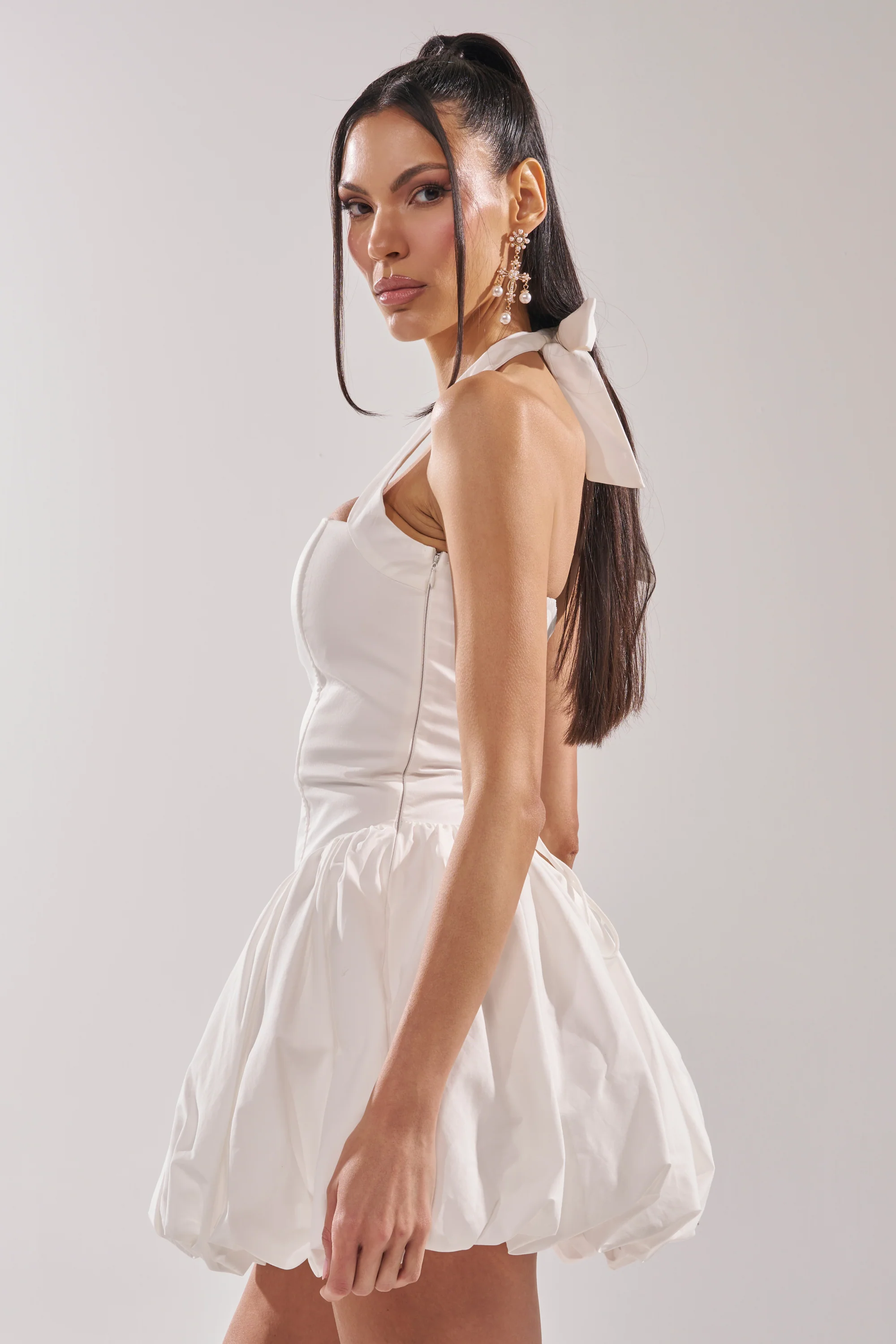 BALLERINA POPLIN MINI DRESS IN WHITE - Image 5