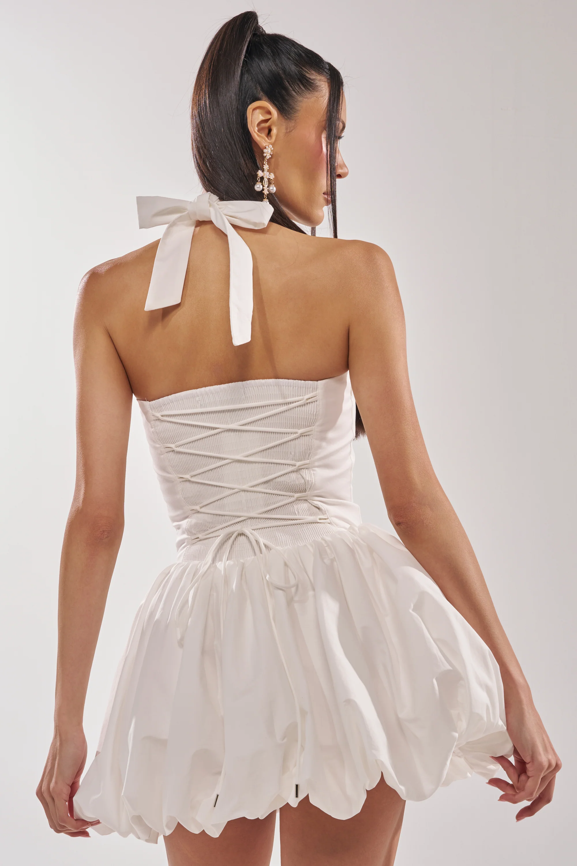 BALLERINA POPLIN MINI DRESS IN WHITE - Image 6