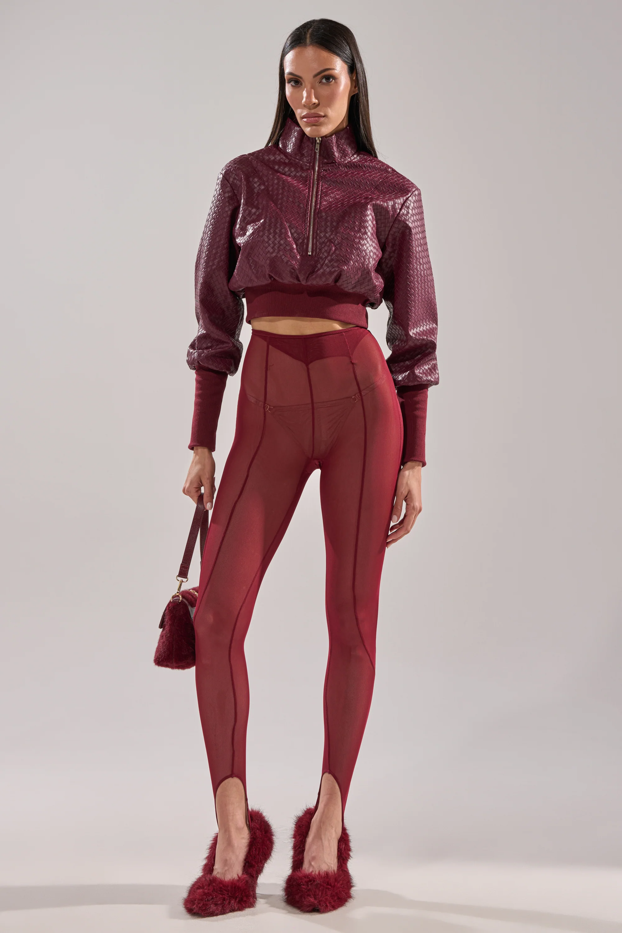 BALLET GIRL STIRRUP LEGGING IN BURGUNDY - Image 6