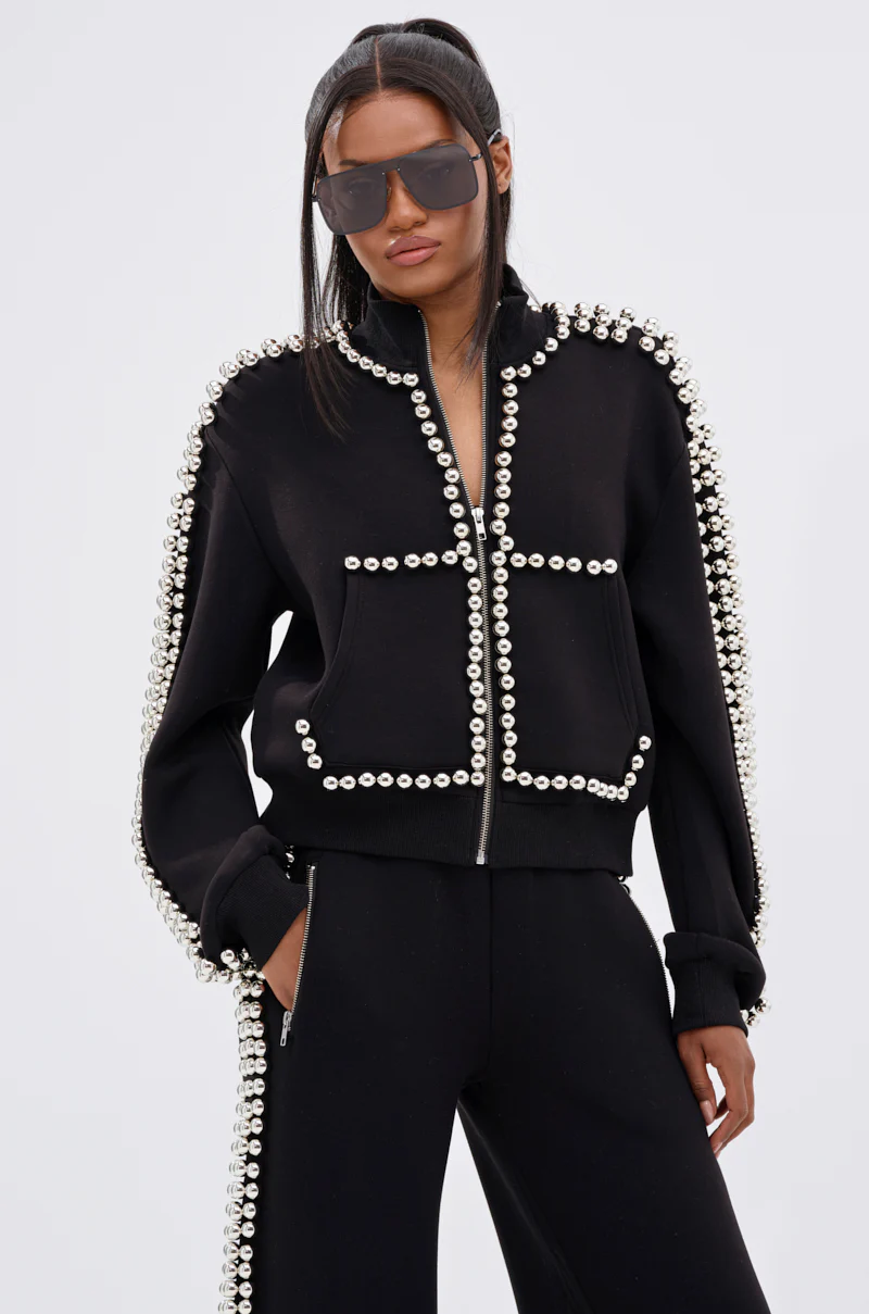 BALLS TO THE WALL ZIP UP SWEATSHIRT IN BLACK - Image 2