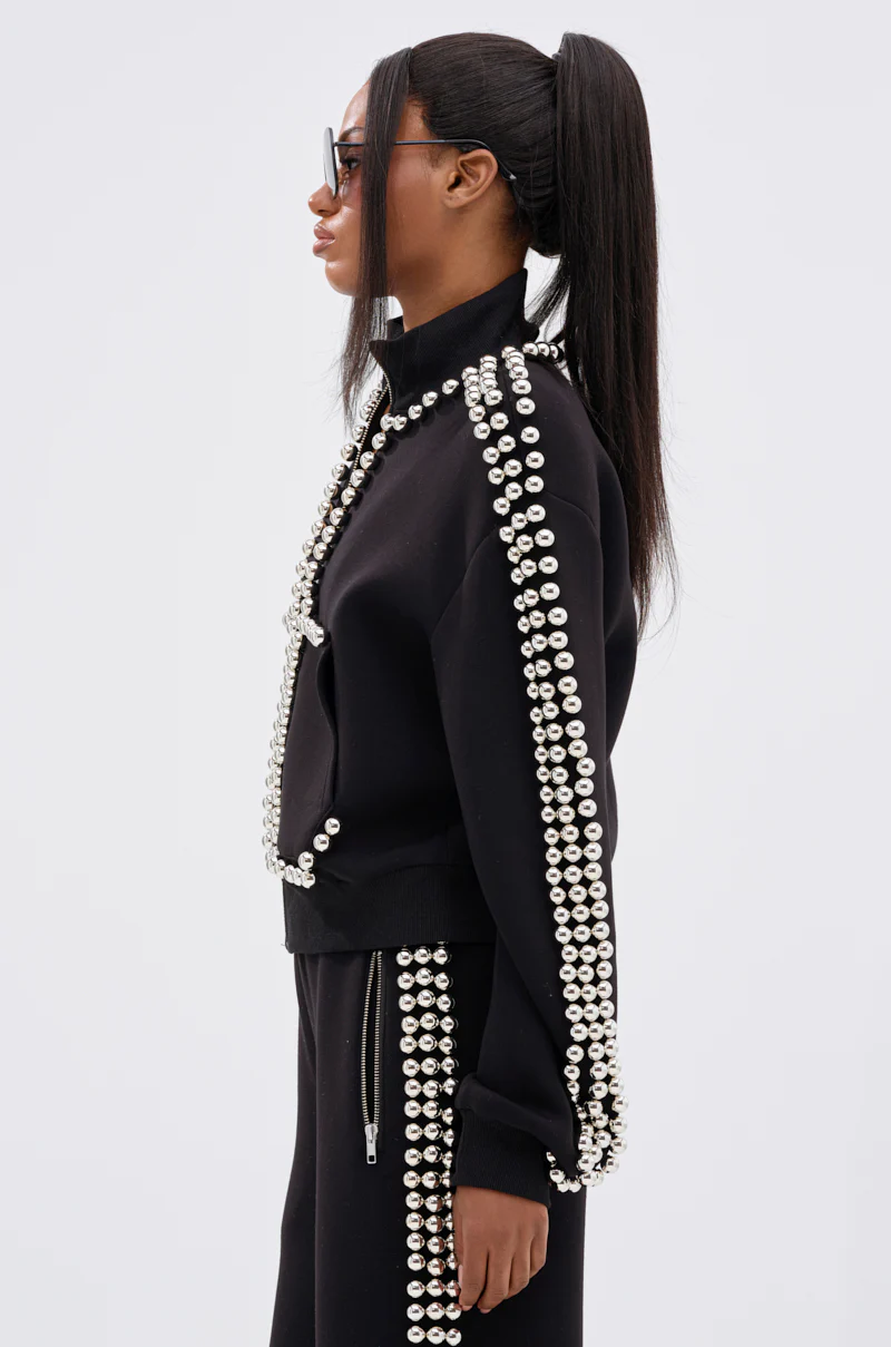 BALLS TO THE WALL ZIP UP SWEATSHIRT IN BLACK - Image 3