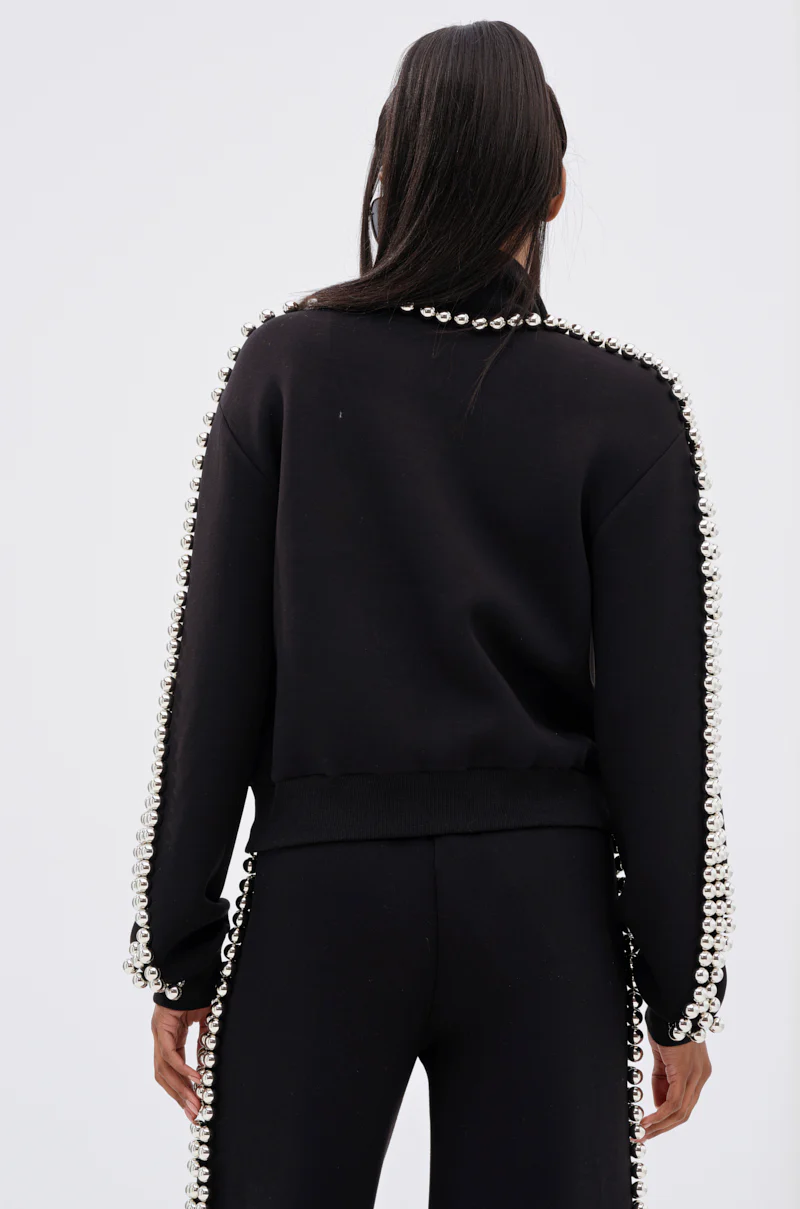 BALLS TO THE WALL ZIP UP SWEATSHIRT IN BLACK - Image 4