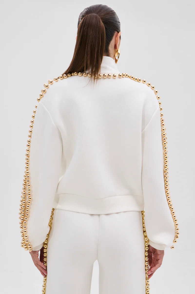 BALLS TO THE WALL ZIP UP SWEATSHIRT IN WHITE - Image 4