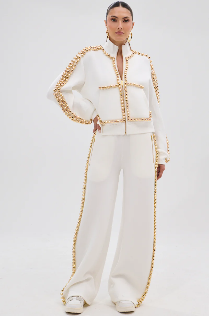 BALLS TO THE WALL ZIP UP SWEATSHIRT IN WHITE - Image 6