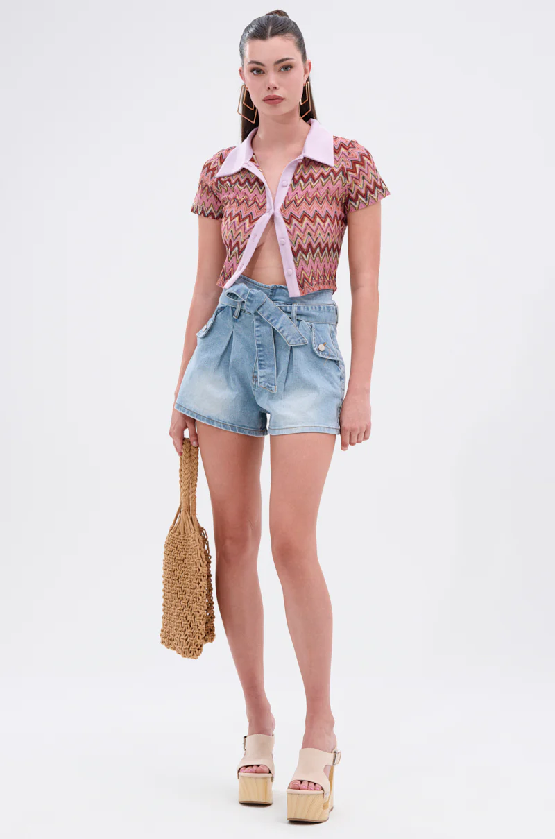 BEACHY BLISS CROCHET SHORT SLEEVE BUTTON DOWN - Image 5