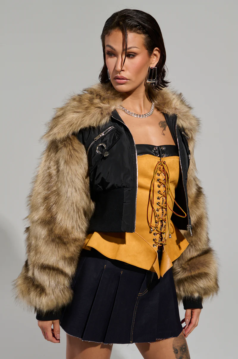 BECKS FUR TRIM BOMBER - Image 2