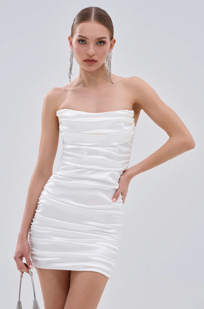 BEEN HER RUCHED MINI DRESS