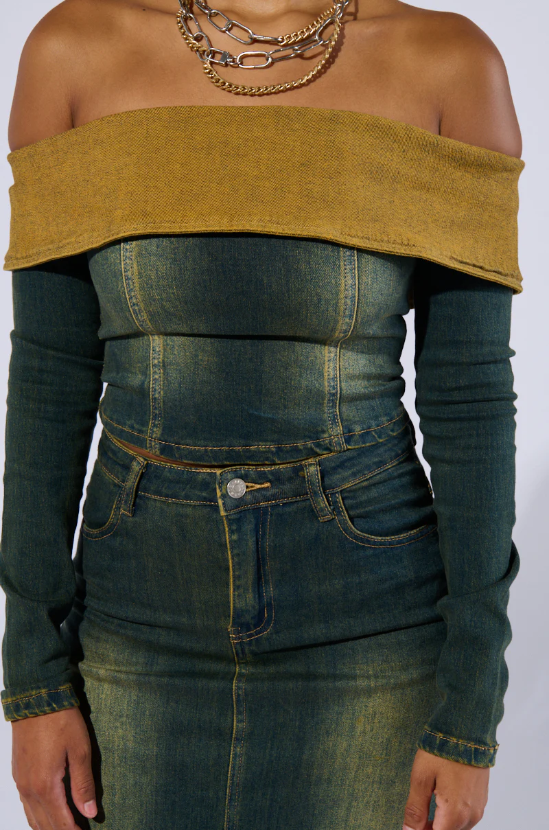 BEFORE YOU GO OFF THE SHOULDER DENIM TOP - Image 7