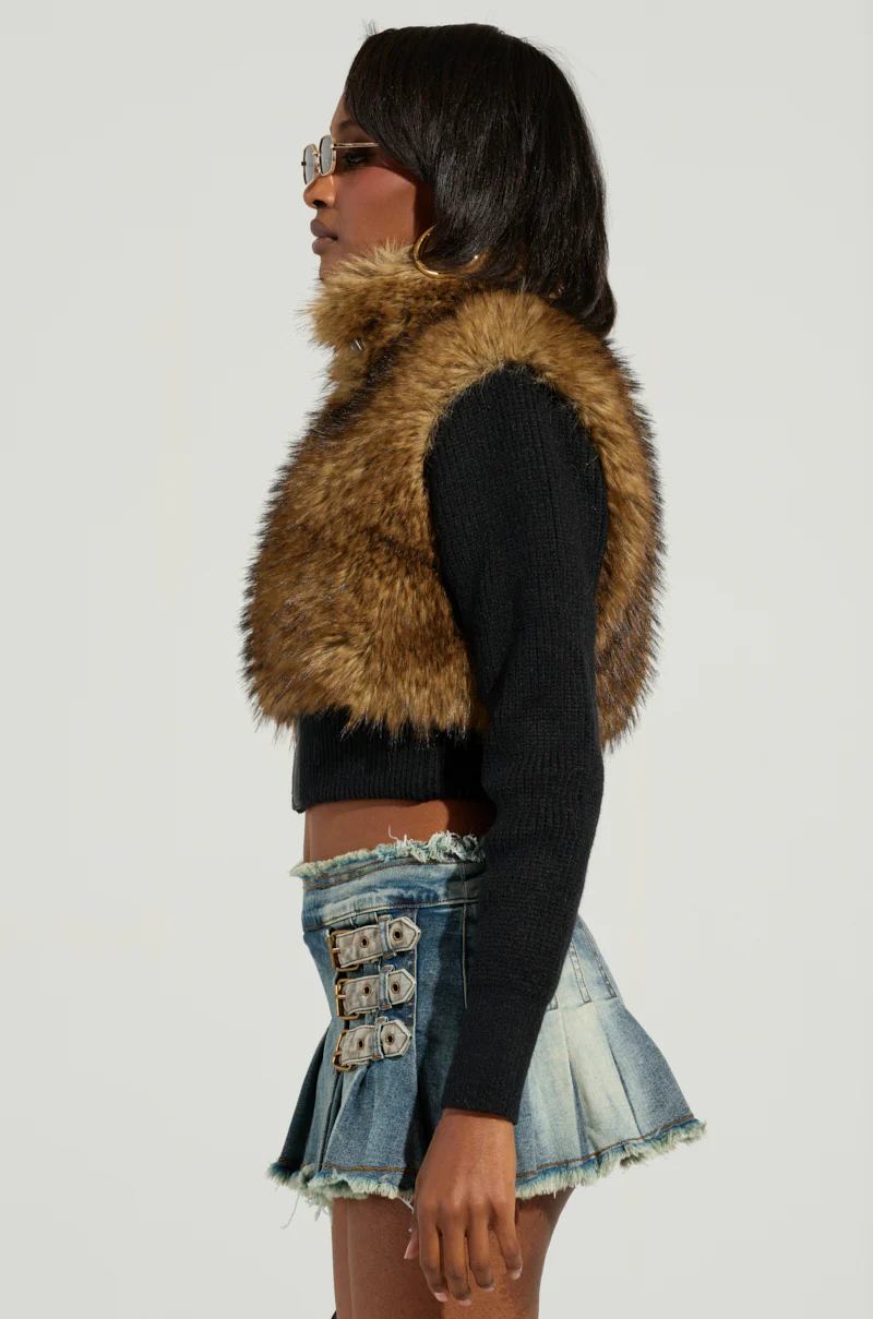 BEIN BOUJEE ZIP UP FUR SWEATER - Image 3