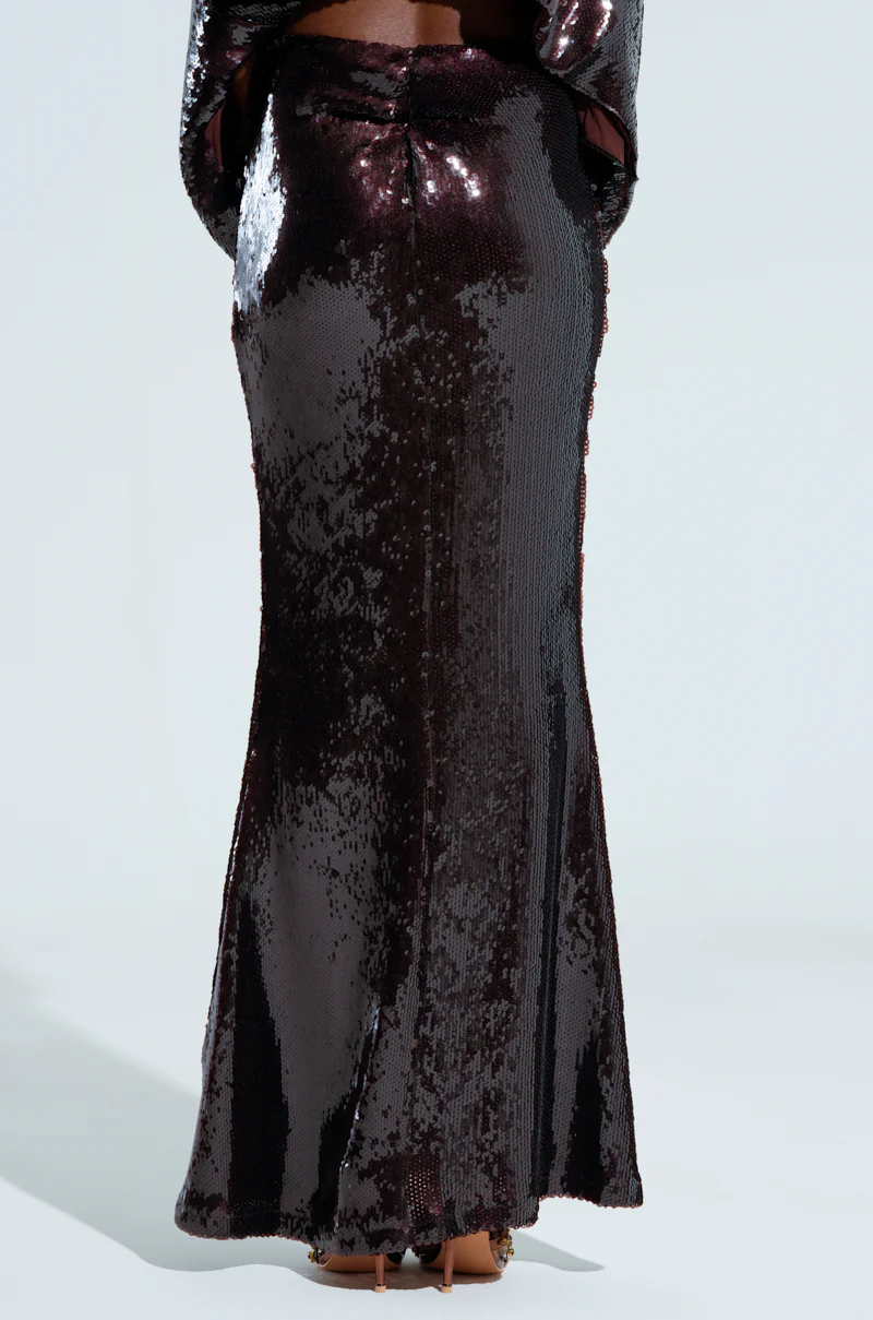 BELIEVE IN LOVE SEQUIN MAXI SKIRT IN BROWN - Image 4