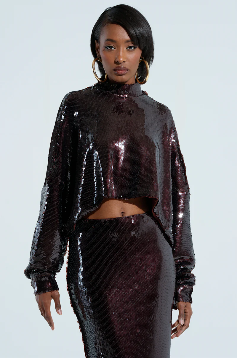BELIEVE IN LOVE SEQUIN TOP IN BROWN - Image 2