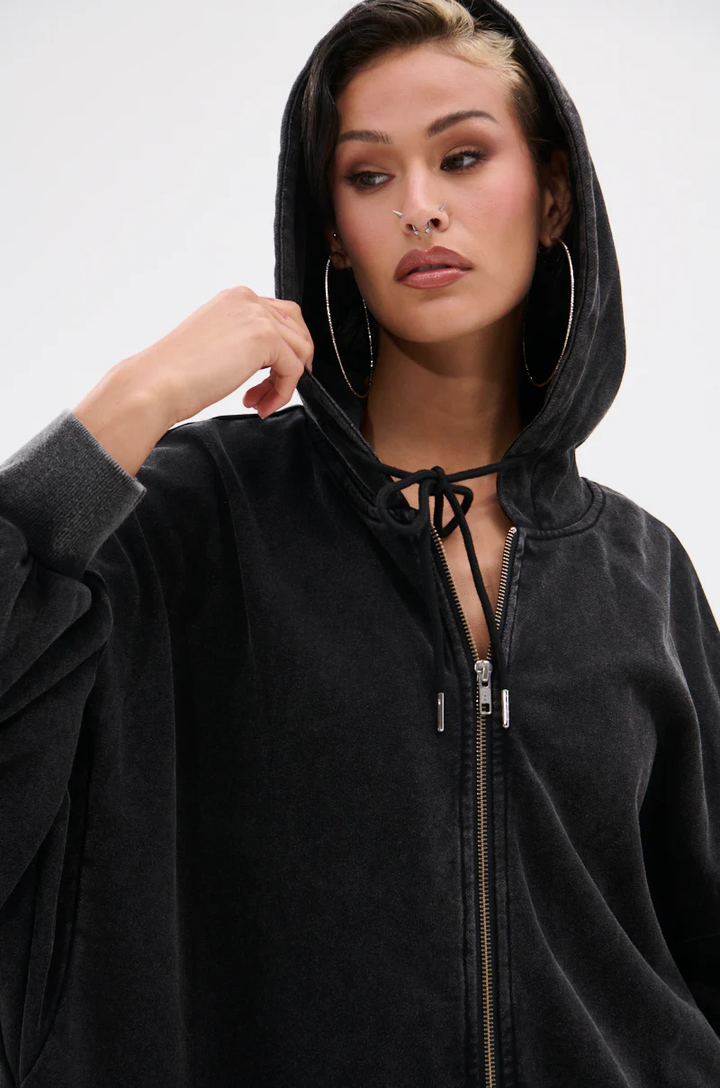 BELIEVE WHAT YOU HEARD OVERSIZED ZIP UP SWEATSHIRT - Image 13