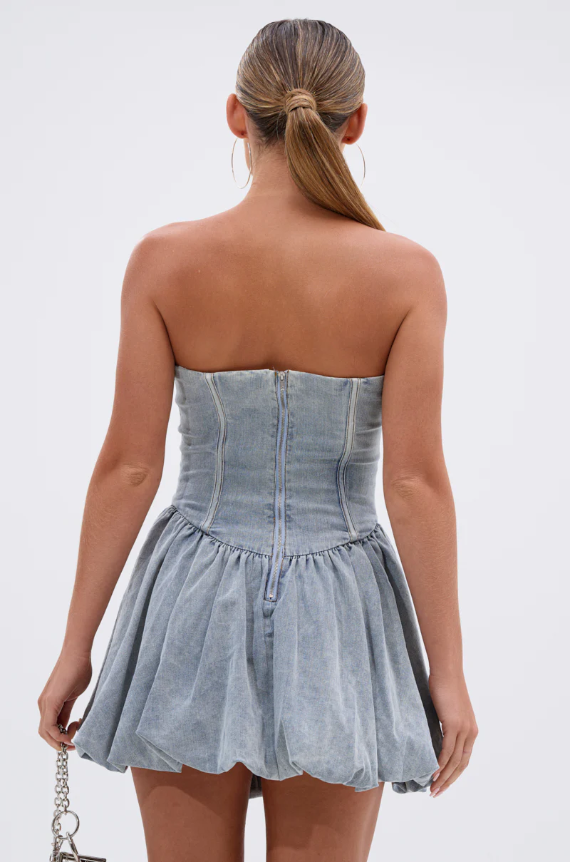 BELLA LOO MINI DRESS IN DENIM - Image 4