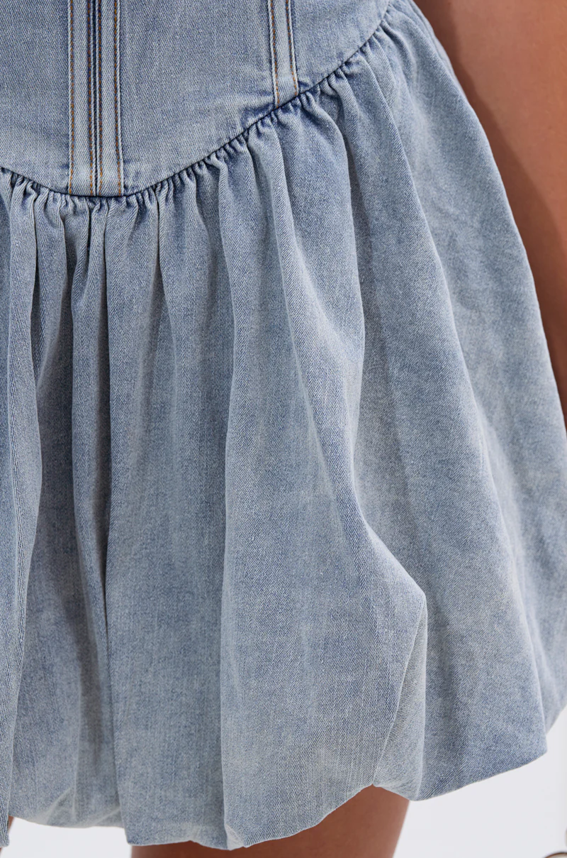 BELLA LOO MINI DRESS IN DENIM - Image 6
