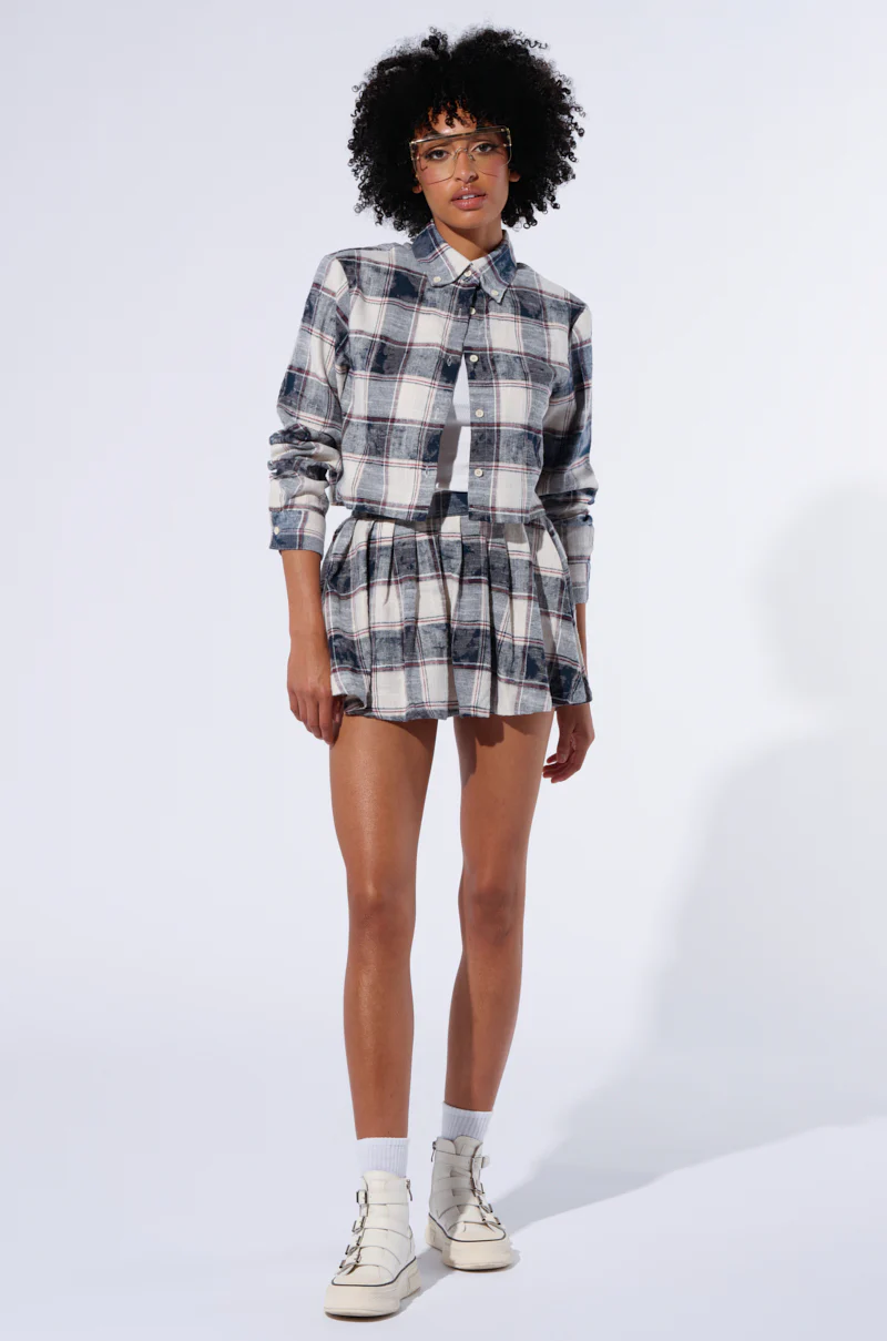 BELLA PLAID PLEATED MINI SKIRT