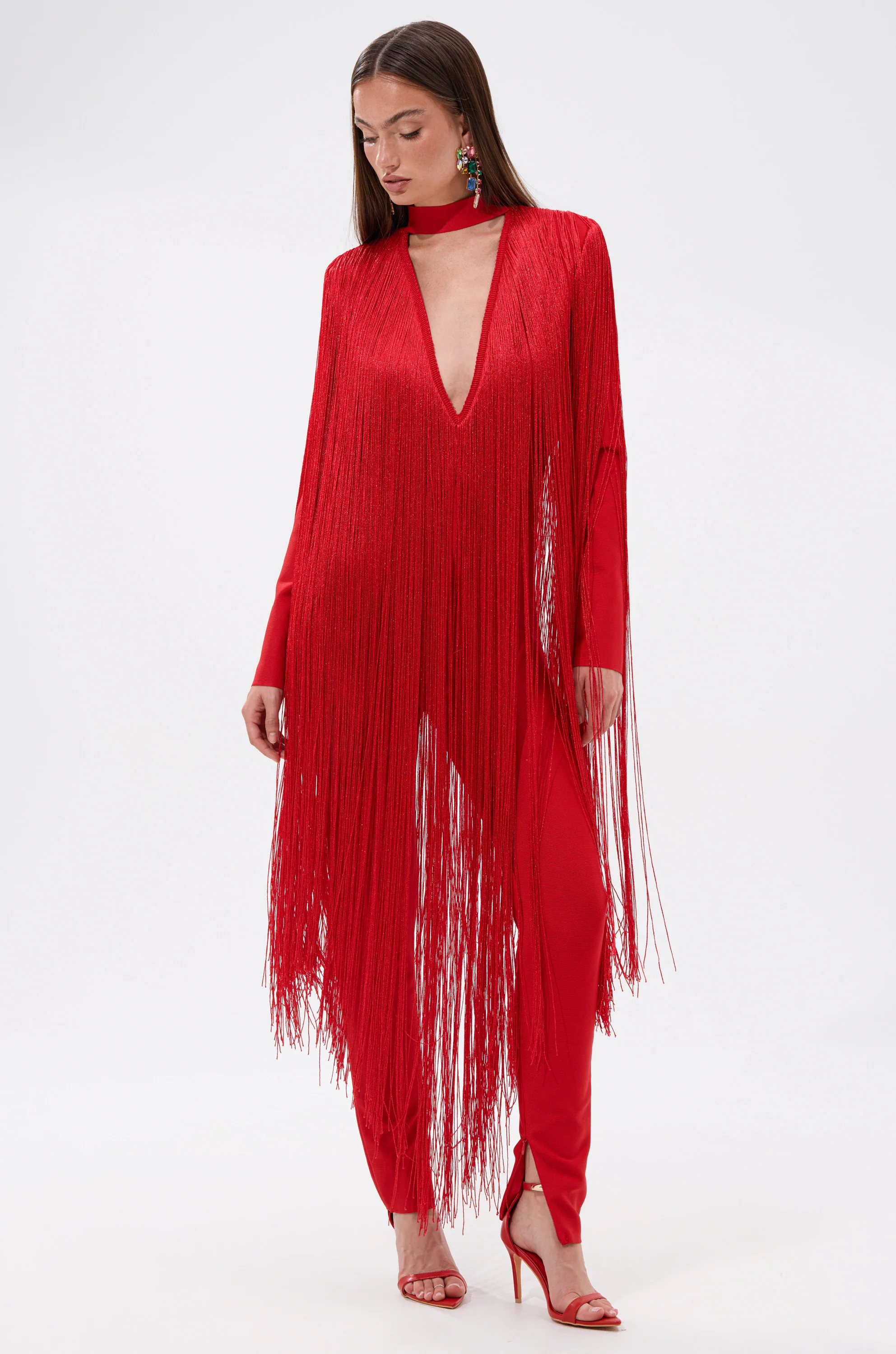 BELLE BANDAGE JUMPSUIT WITH FRINGE - Image 2