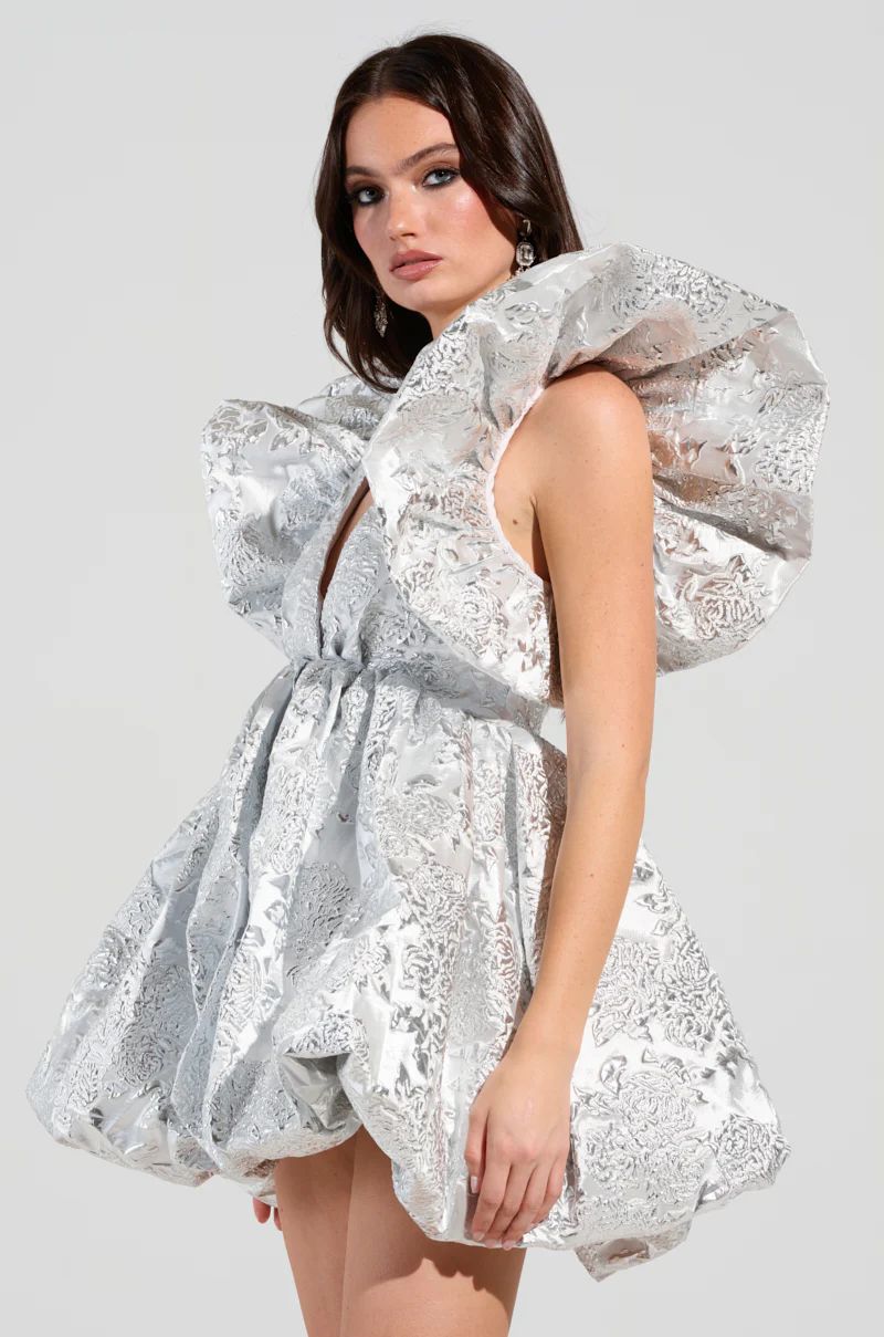 BELLE OF THE BALL BROCADE MINI DRESS - Image 3