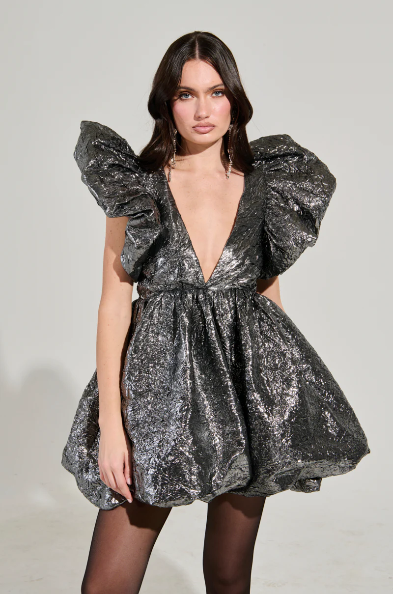 BELLE OF THE BALL METALLIC MINI DRESS - Image 3