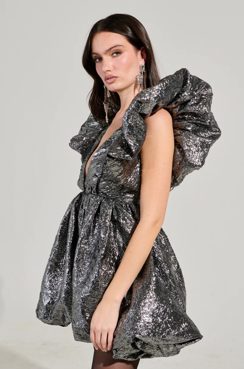 BELLE OF THE BALL METALLIC MINI DRESS - Image 4