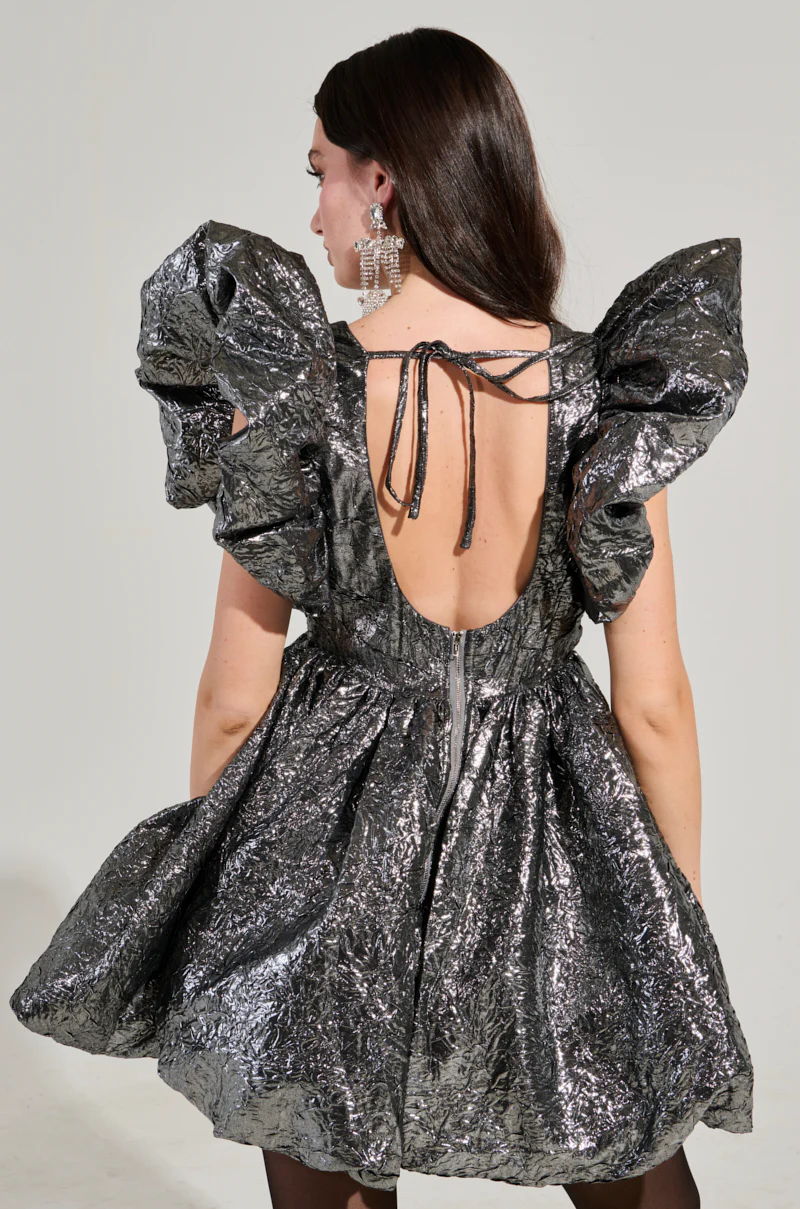 BELLE OF THE BALL METALLIC MINI DRESS - Image 5