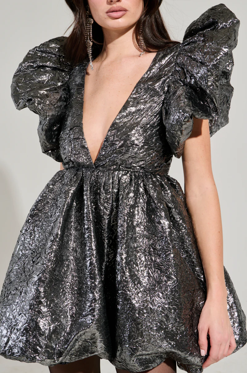 BELLE OF THE BALL METALLIC MINI DRESS - Image 8