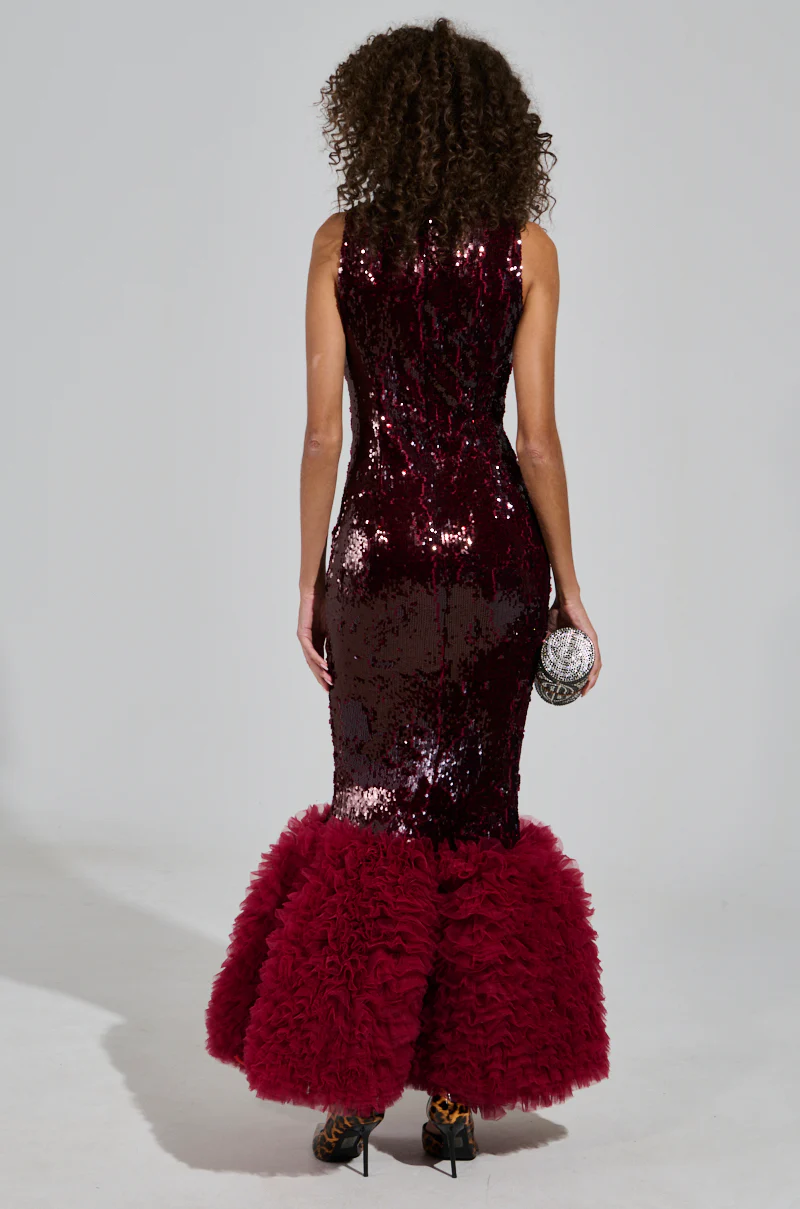 BELLE OF THE BALL SEQUIN RUFFLE MAXI DRESS - Image 6