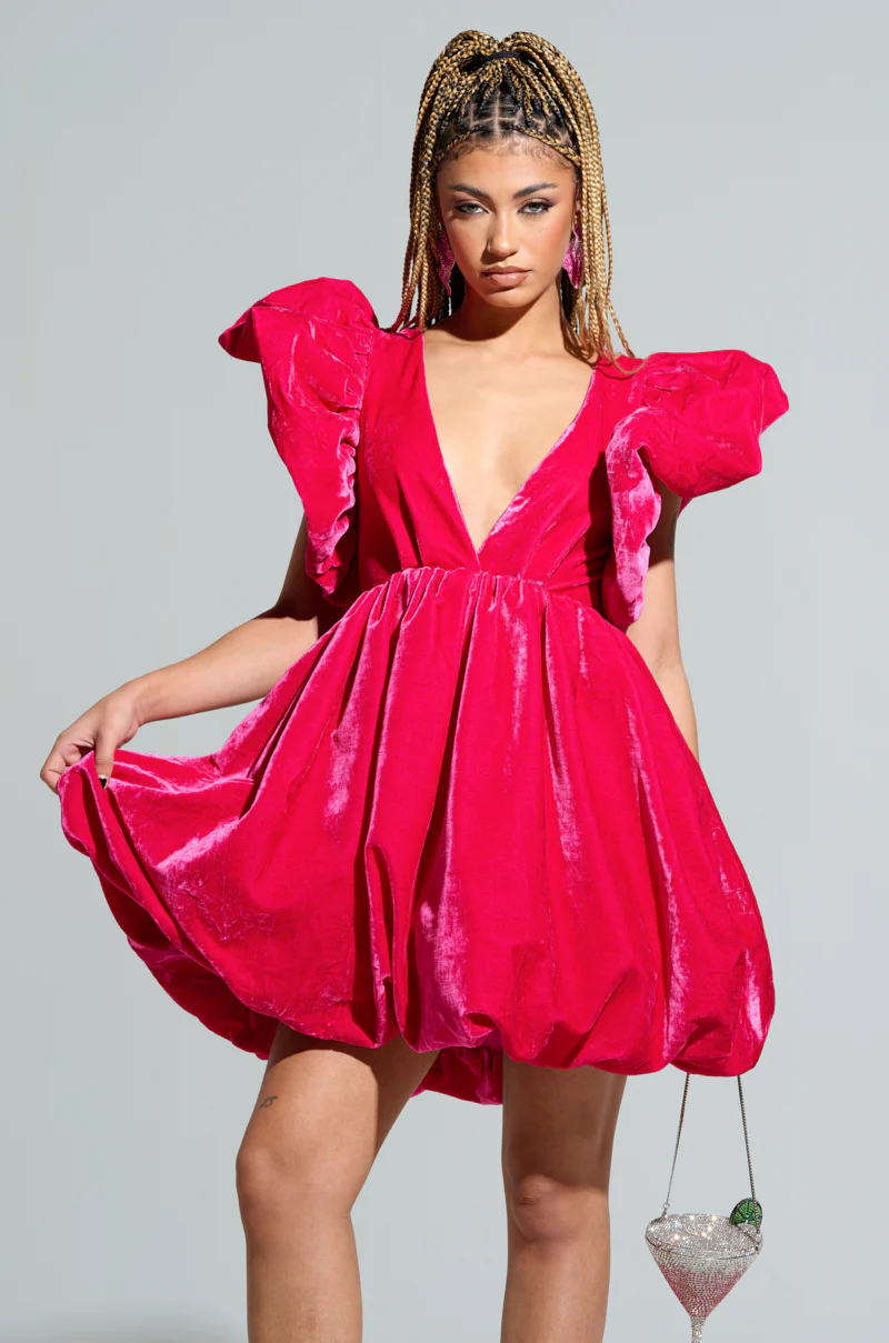 BELLE OF THE BALL VELVET MINI DRESS - Image 2