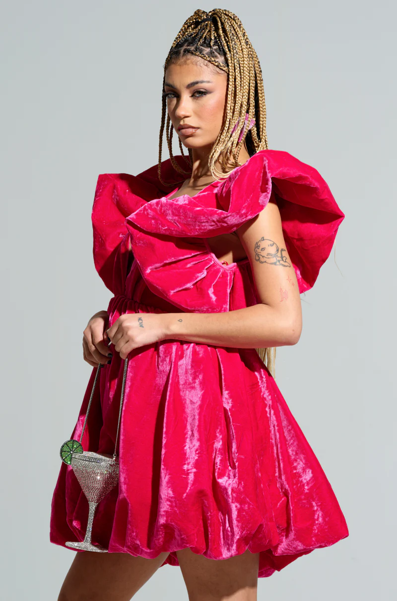 BELLE OF THE BALL VELVET MINI DRESS - Image 3