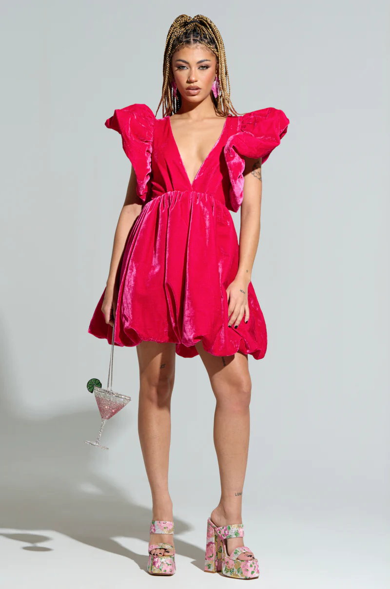 BELLE OF THE BALL VELVET MINI DRESS - Image 5