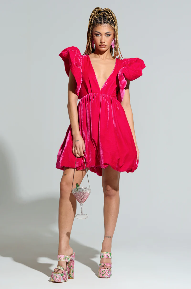 BELLE OF THE BALL VELVET MINI DRESS - Image 6