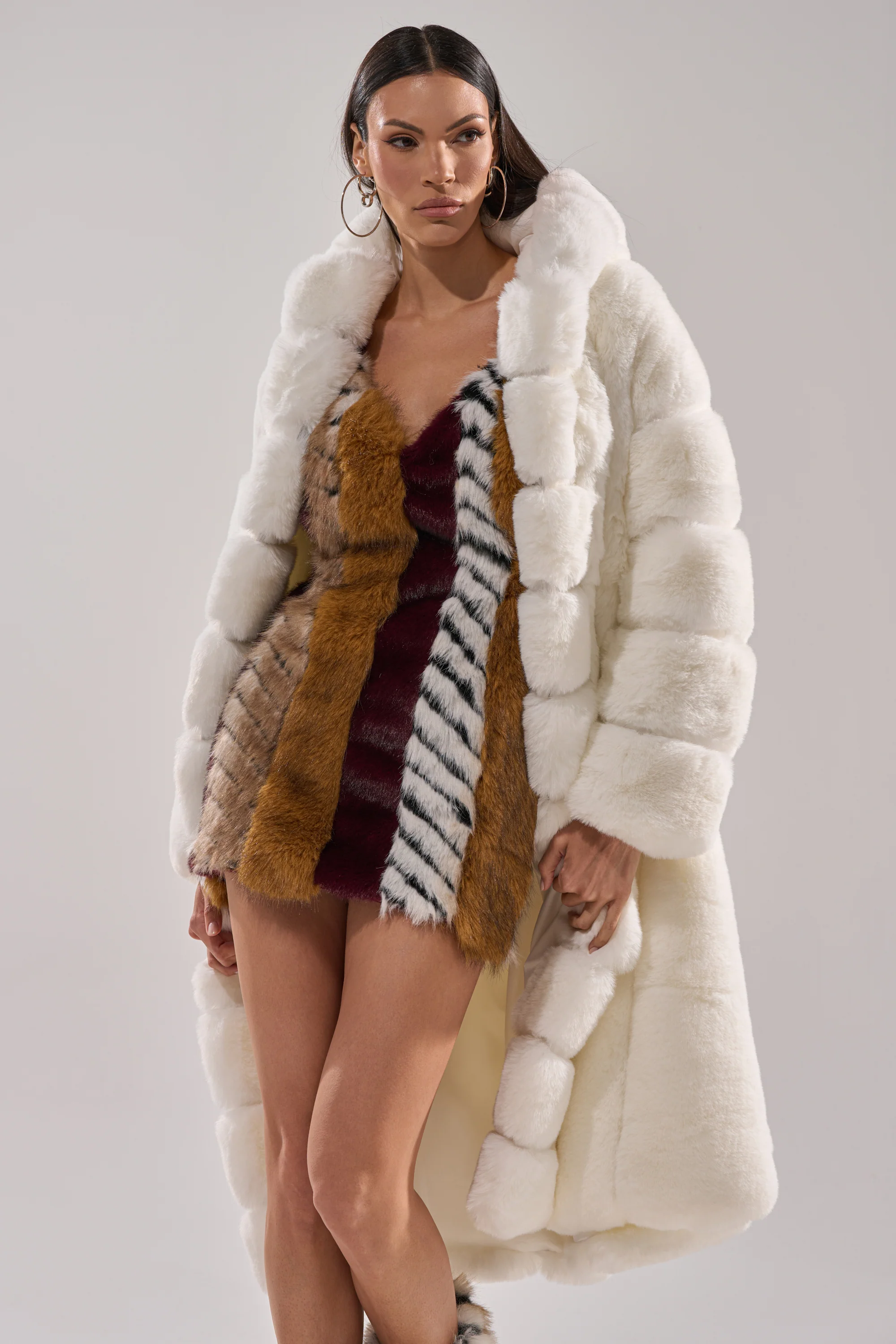 BERLIN HOODED FAUX FUR IN WHITE - Image 8