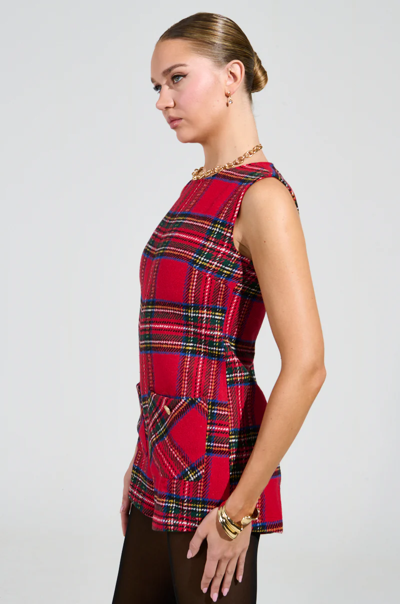 BEST DRESSED PLAID MINI DRESS IN RED - Image 4